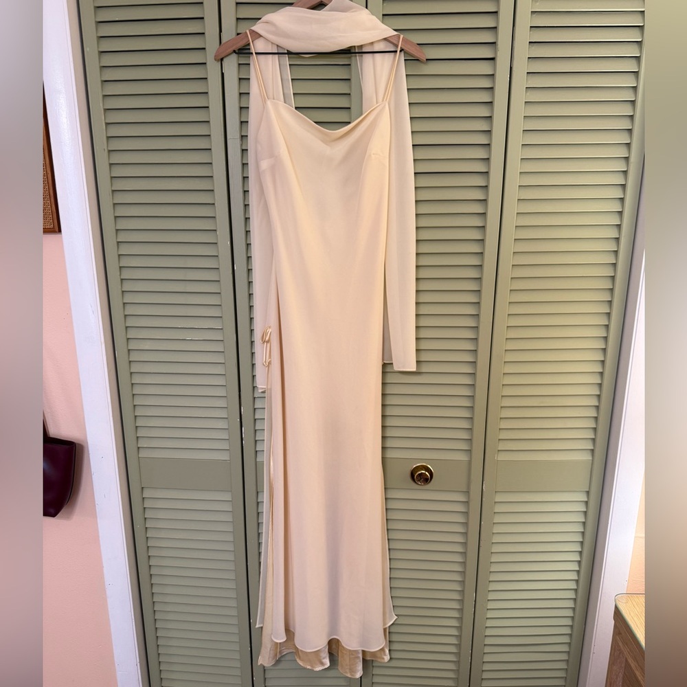 Vintage Kiki USA Butter Yellow Open Back Maxi Dress